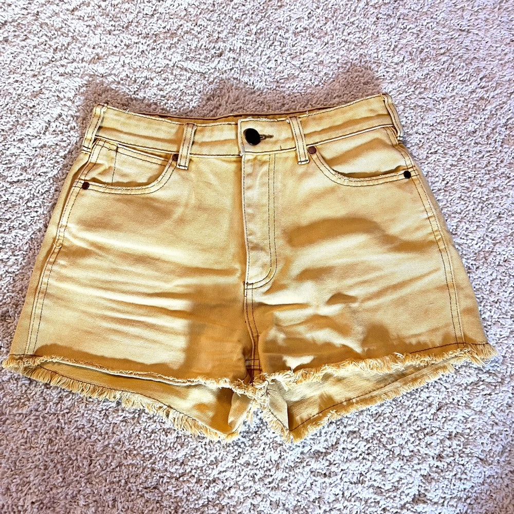 Yellow denim Buckle shorts